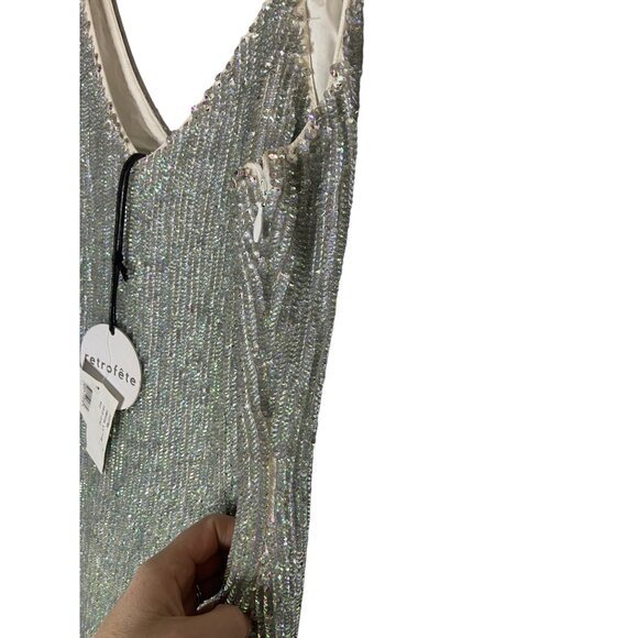 **NWT (flaw) Retrofete Denisa Sequin V-Neck Sleeveless Cocktail Dress-sz Medium - Picture 10 of 16